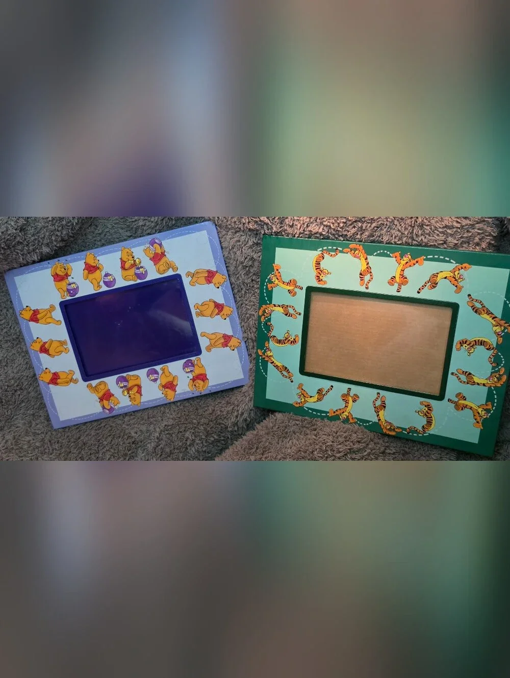 EUC Vintage Disney Store Winnie the Pooh & Tigger Padded Photo Frames Bundle